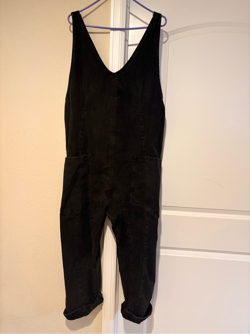 We The Free Black Sleeveless Denim Jumpsuit